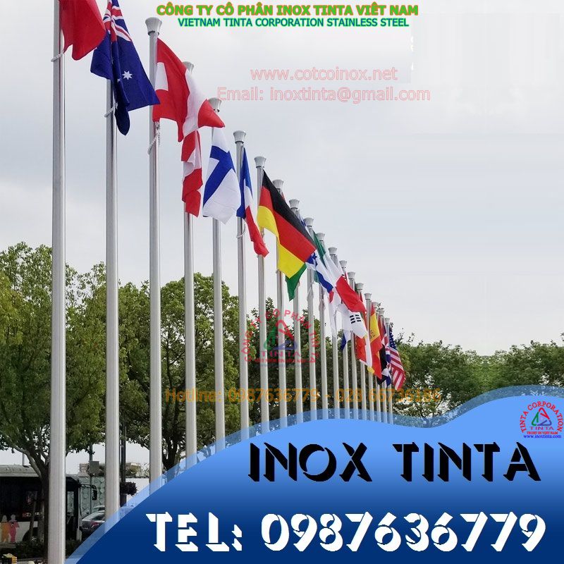 Cty CP INOX TINTA VN thiết kế và thi công cột cờ inox 201 304 inox vàng trọn gói bảo hành 10 năm