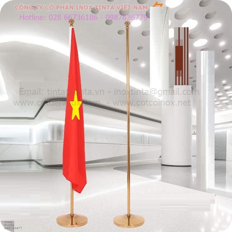 Thông số kỹ thuật của cột cờ inox mạ vàng titan
