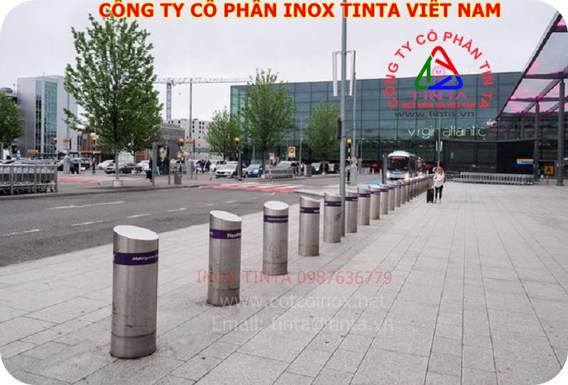 Mẫu cột chắn inox, cot chan sieu thi, Công ty Cổ Phần Inox TinTa Việt Nam thiết kế thi công lắp đặt cột chắn nâng hạ tự động, cửa cổng tự động