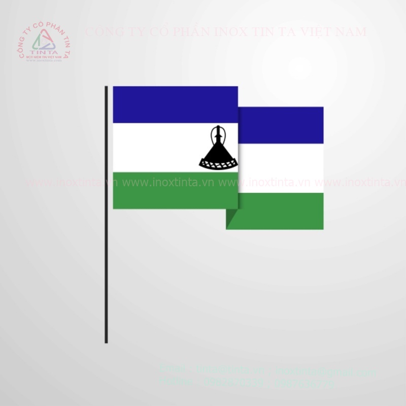 Lá cờ Lesotho giá rẻ nhất tại TPHCM nhất tại TPHCM. Màu xanh tượng trưng cho bầu trời và mưa , màu trắng cho hòa bình