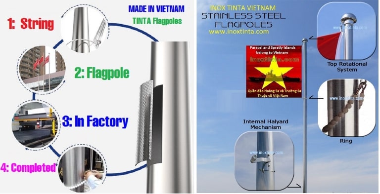 Cột Cờ Inox Xoay 360°