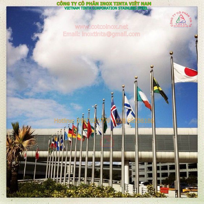The height and number of flagpoles in different places depends on the landscape and corporate office