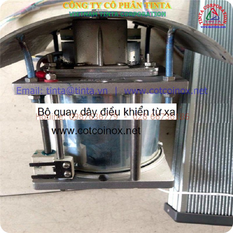 Bộ động cơ cột cờ điện inox tinta từ xa. Động cơ cột cờ điện inox tinta