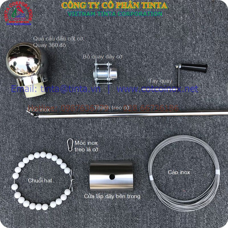 PHỤ KIỆN CỘT CỜ INOX TRONG NHÀ 304 ĐƯỢC LÀM TẠI VIỆT NAM TẠI TP.HCM